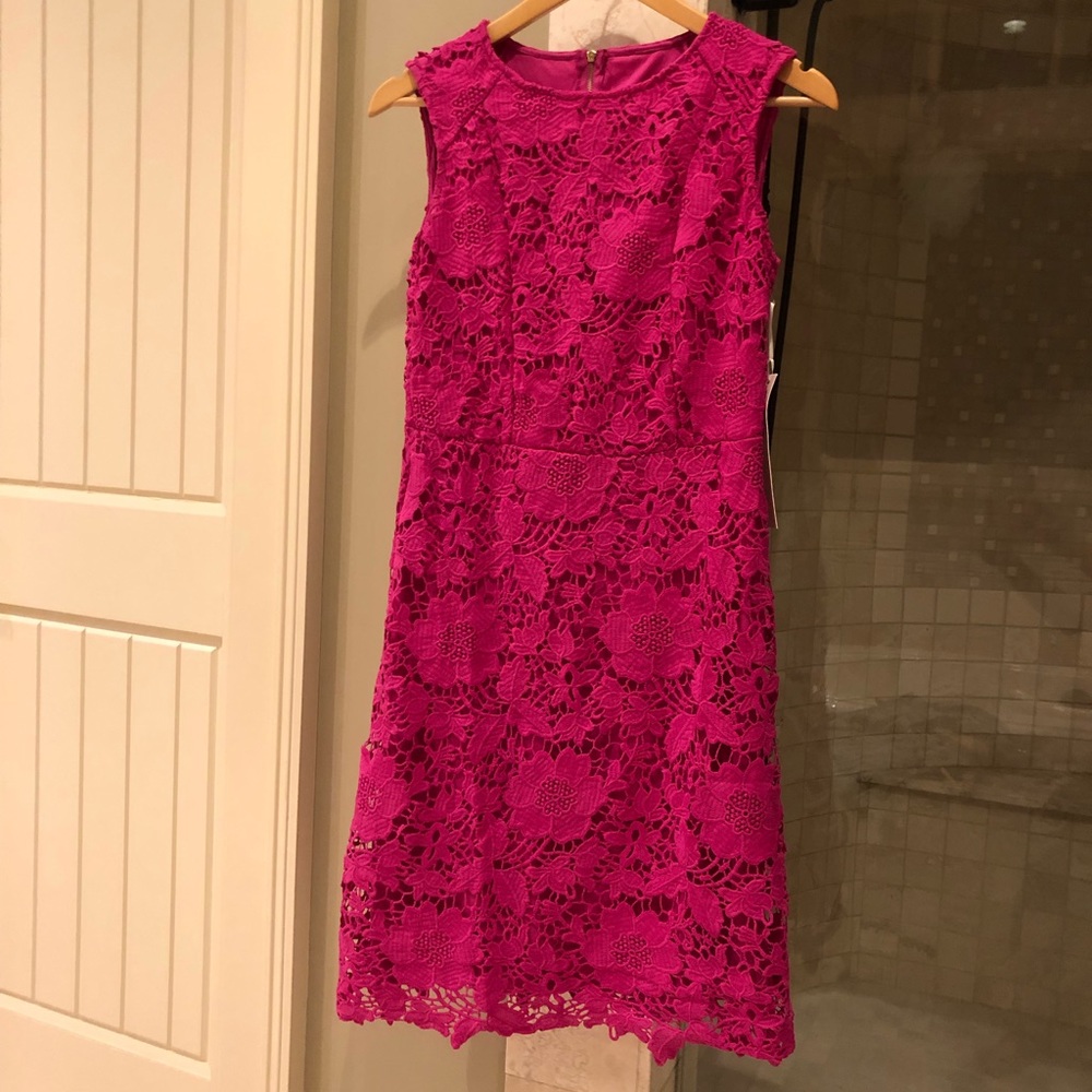 Ryan Michelle Fuchsia Lace Dress